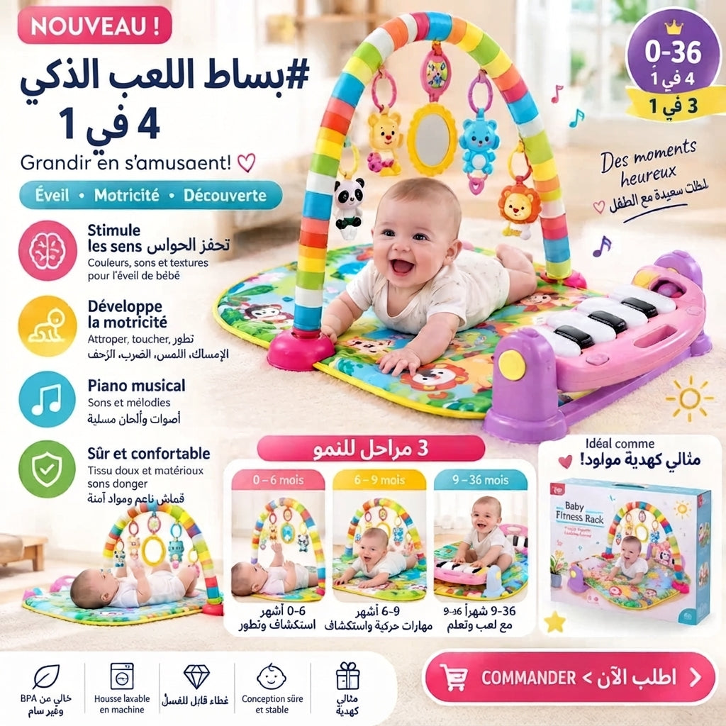 بساط اللعب الذكي 4 في 1 - متعة تعليم وحركة  لطفلك